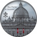 Bazilika svatého Petra ve Vatikánu unikátní vyobrazení na stříbrné minci s vysokým reliéfem - exkluzivní edice Tiffany art